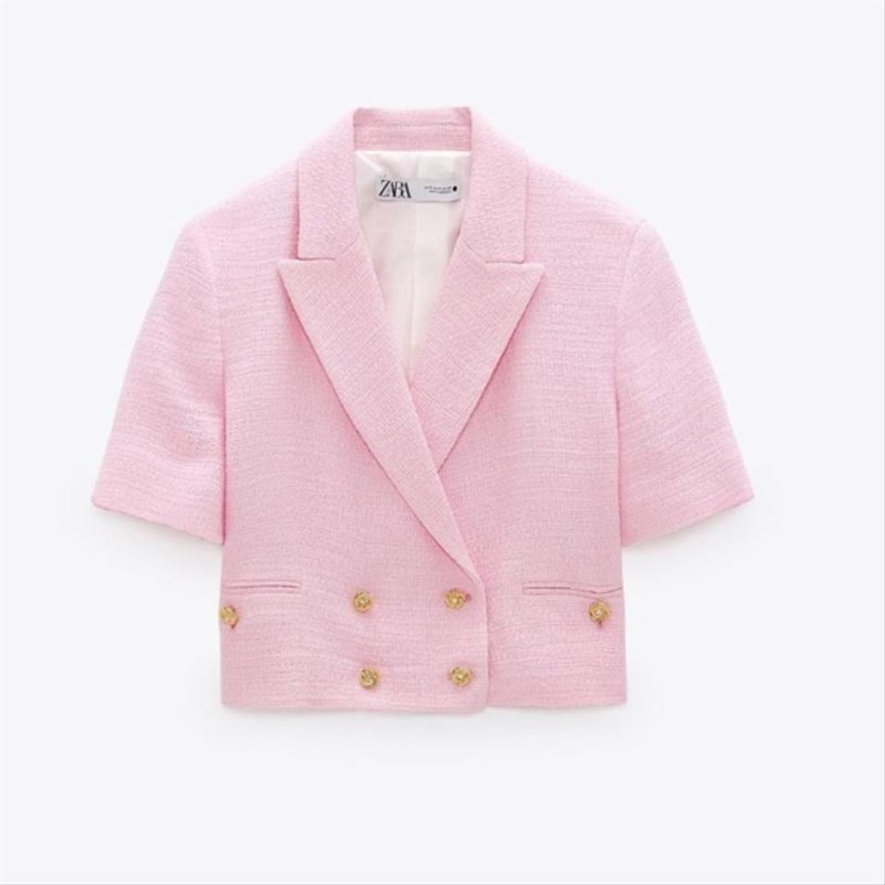 Zara Pink Short-Sleeve Blazer